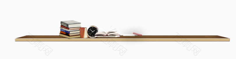 开学季放在木板上的书闹钟