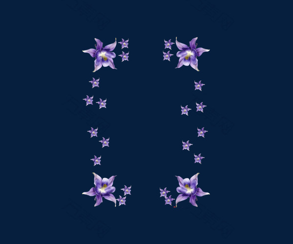 紫色星星花朵边框