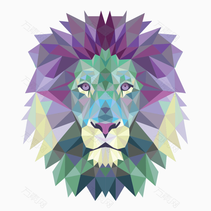 创意几何多边形动物头狮子