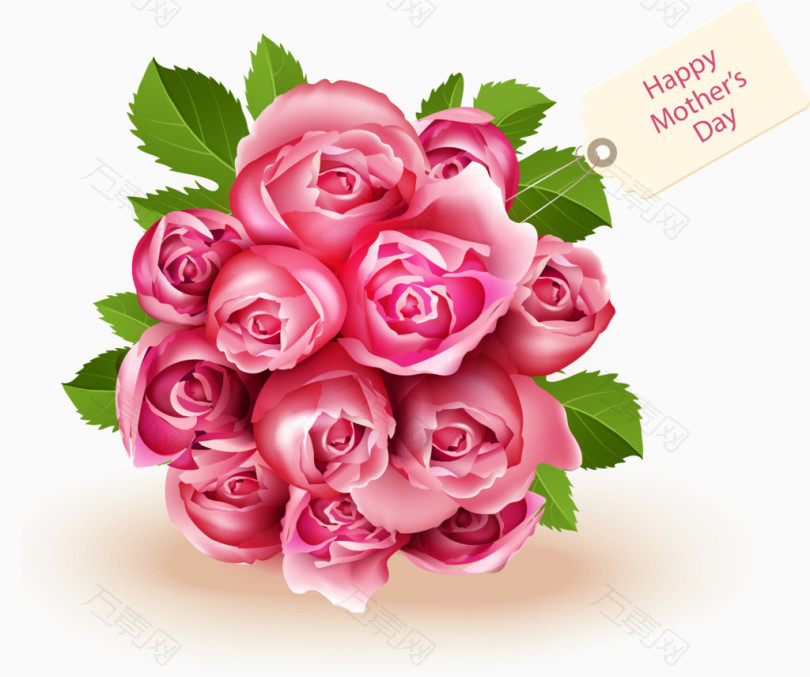 母亲节粉色玫瑰花束图
