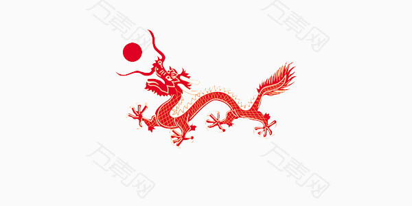 红色中国风镂空剪纸边框龙素材