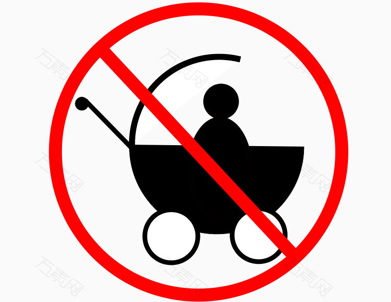 禁止推婴儿车的卡通标志