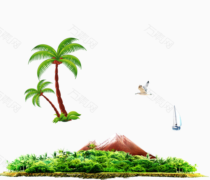 小岛和椰子树