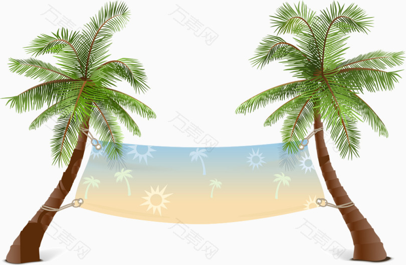 卡通棕榈树拉横幅背景矢量图