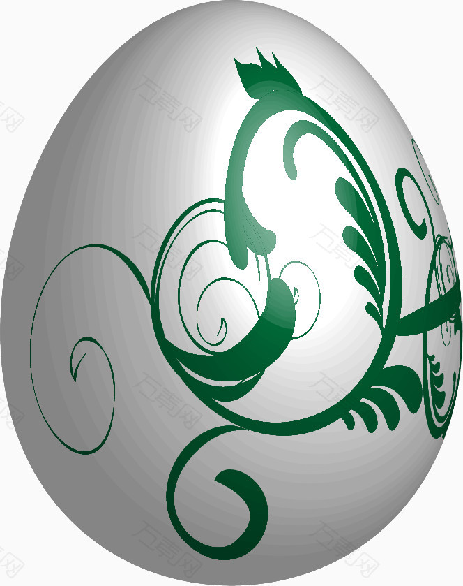 绿花纹白底彩蛋