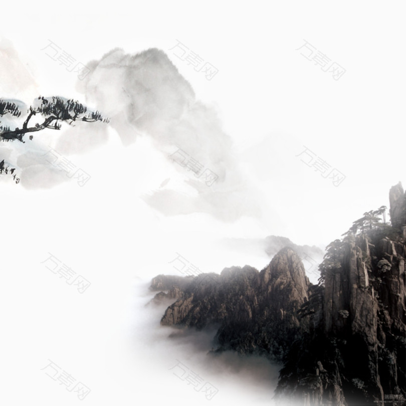 中国风水墨画高山云雾