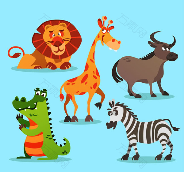 卡通非洲野生动物