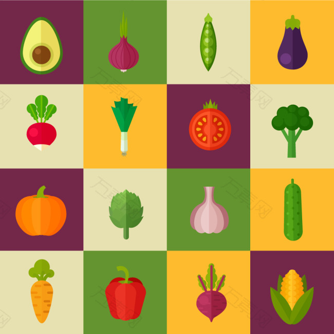 扁平化蔬菜水果图标