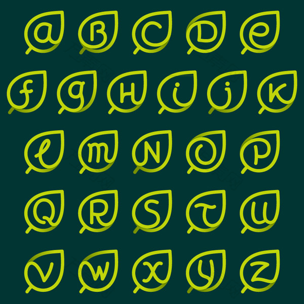 绿色树叶字母