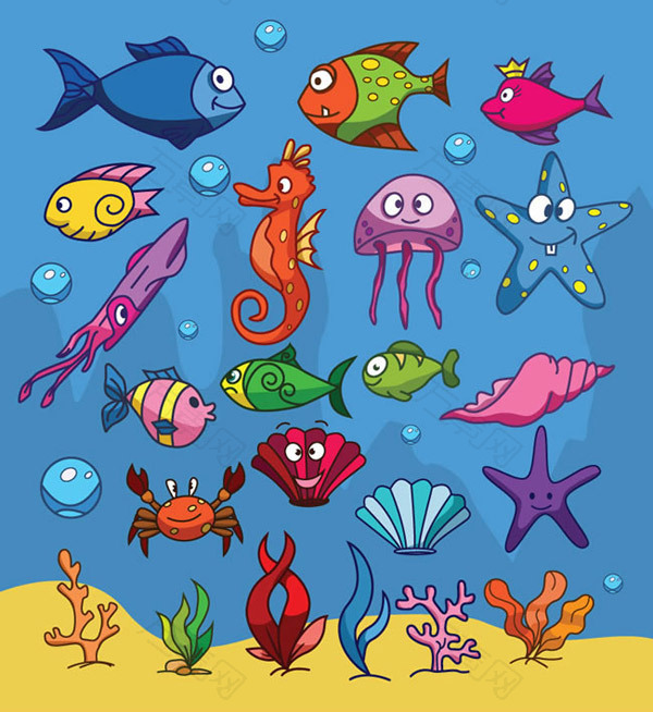 卡通海底生物