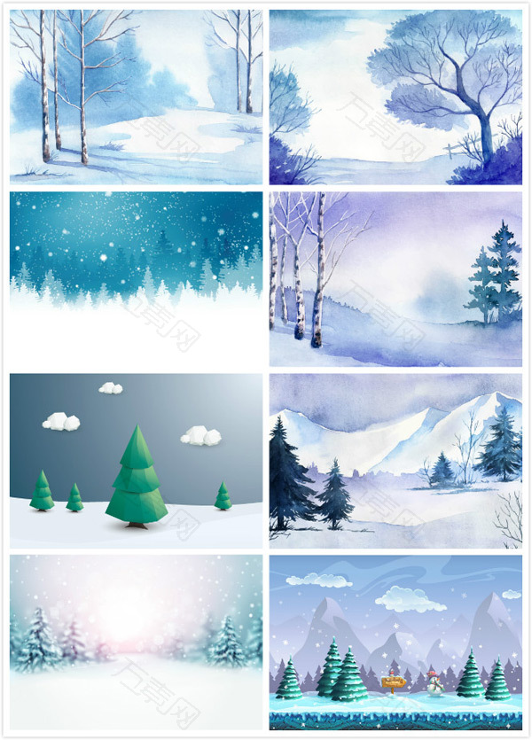 冬季雪景插画