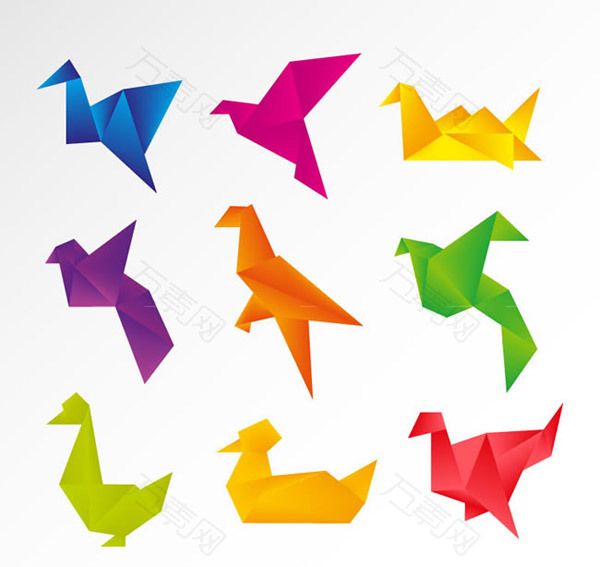 彩色折纸鸽子矢量