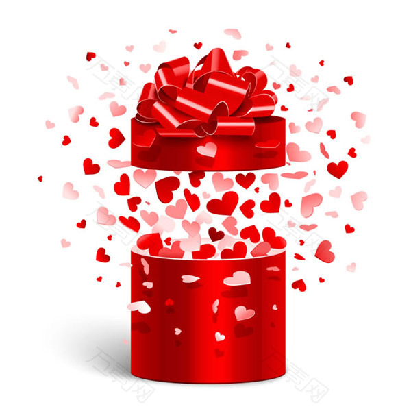 爱心与红色礼盒