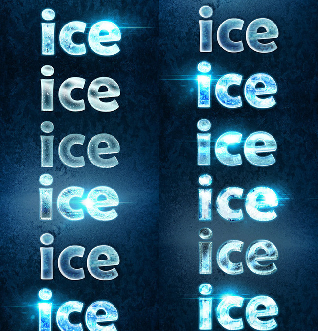 冬季蓝色冰冻效果字体样式