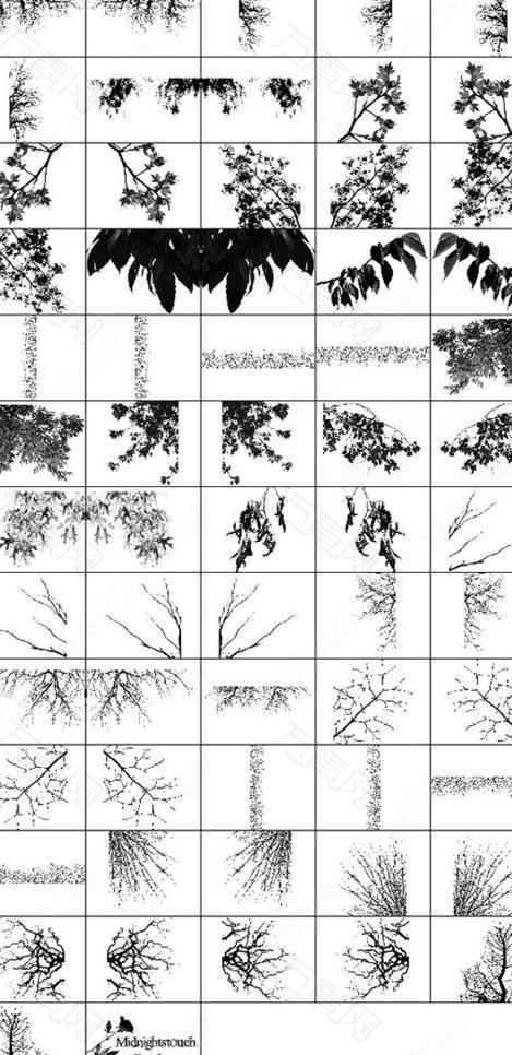 超多树枝树丛ps笔刷集合图片